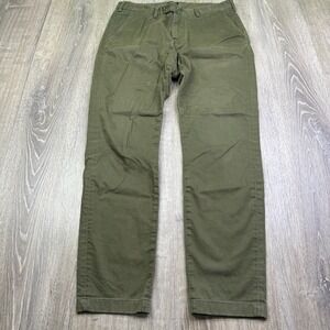Asket Mens Green Slim Fit Stretch Straight Leg Chino Pants Size 32X30